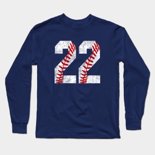 Vintage #22 Baseball Laces Baseball Mom Jersey Love Baseball T-shirt Long Sleeve T-Shirt